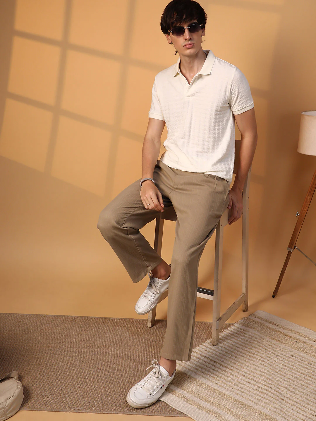 Houndstooth-Textured Polo T-Shirt - Image 7