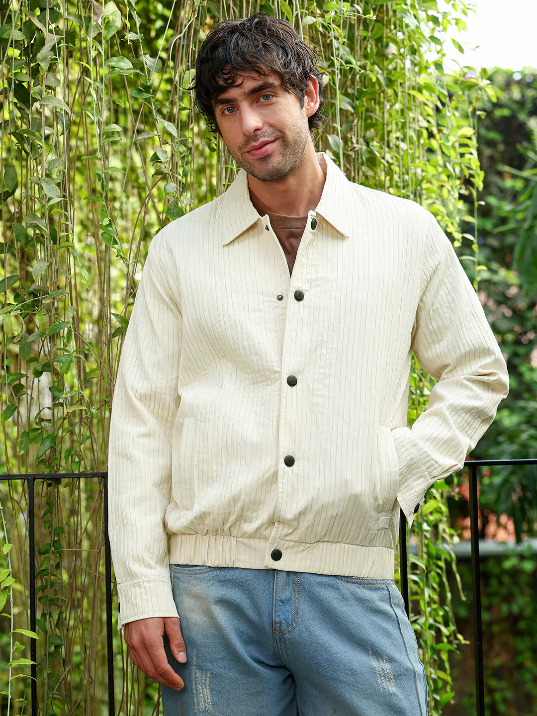 Lined-Tactile Bomber Jacket - Image 2
