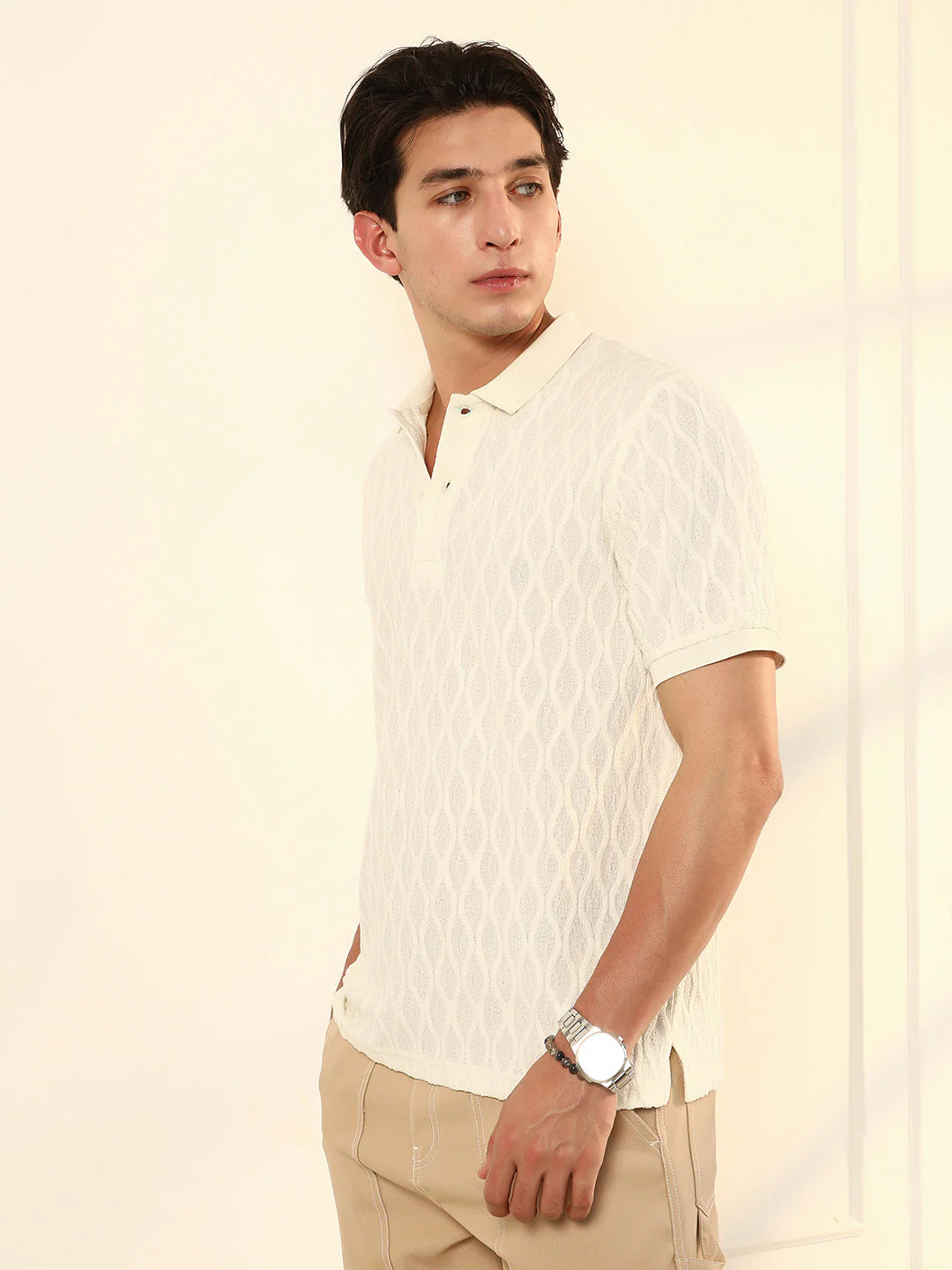 Marquise-Tactile Knit Polo T-Shirt - Image 3