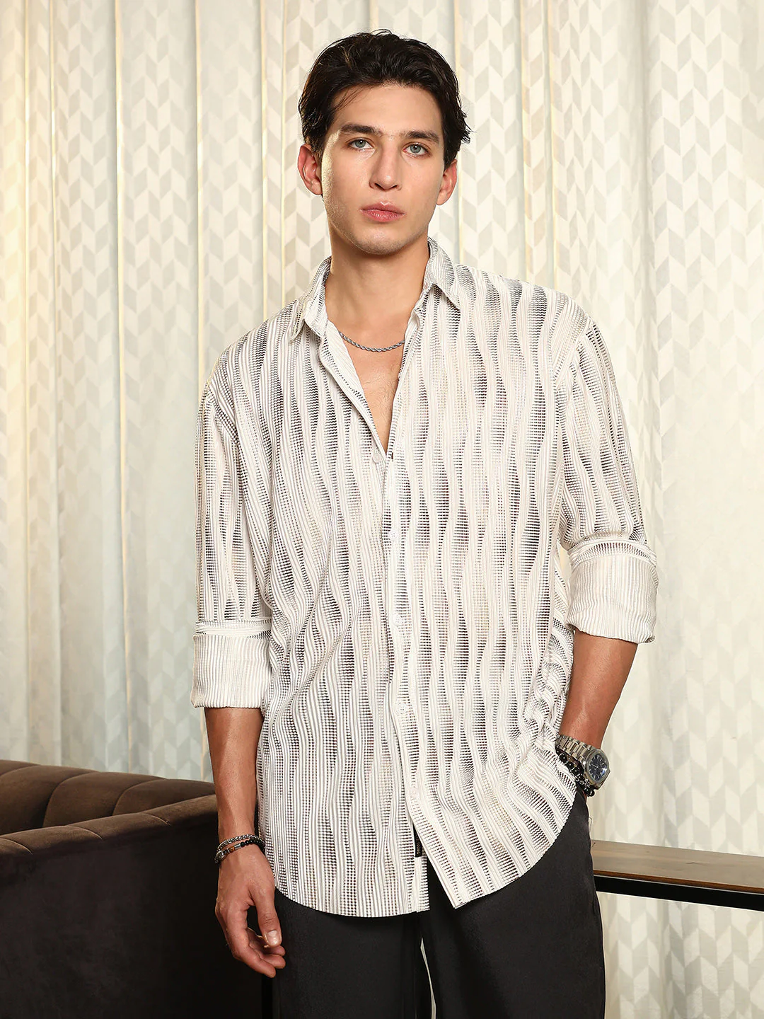 Metallic-Gradient Pleated Shirt - Image 2