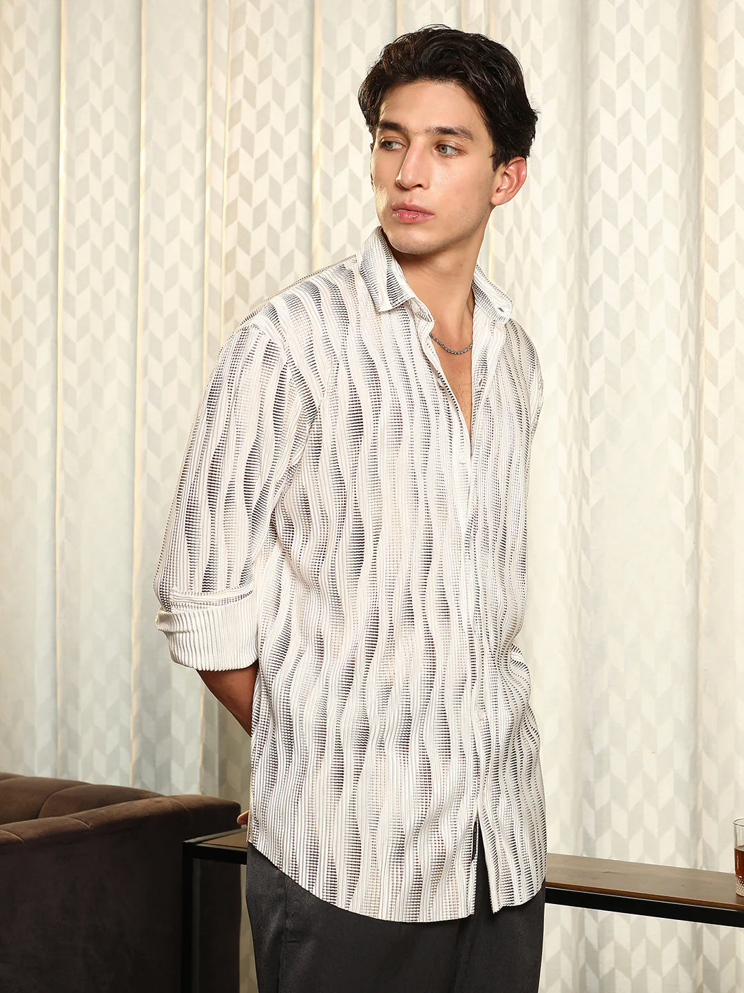 Metallic-Gradient Pleated Shirt - Image 3