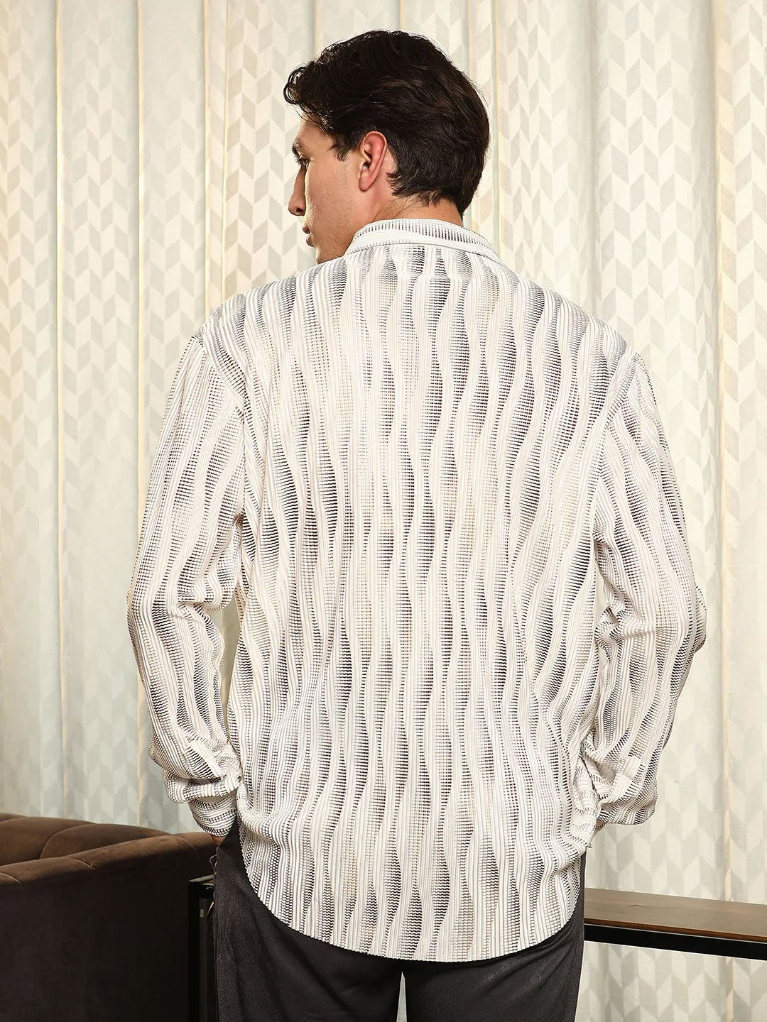 Metallic-Gradient Pleated Shirt - Image 4