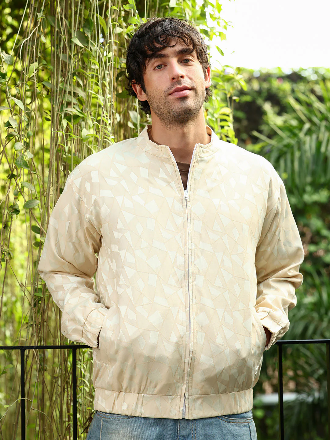 Mozaic-Jacquard Bomber Jacket - Image 2
