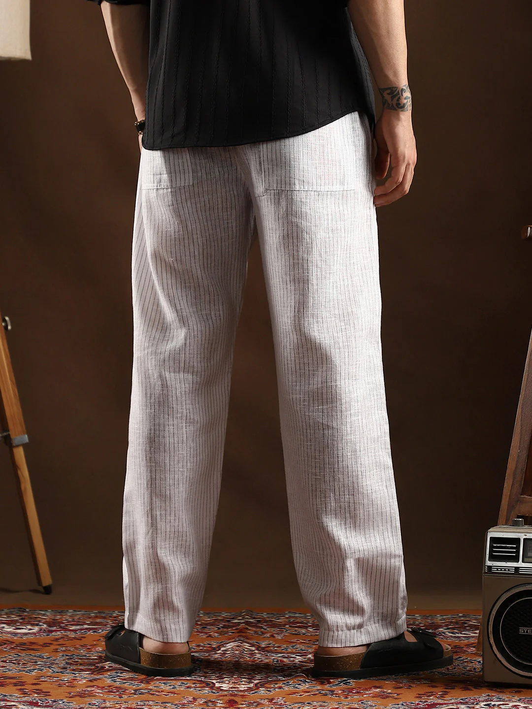 Lightweight - Pinstriped Casual Trousers - Image 4