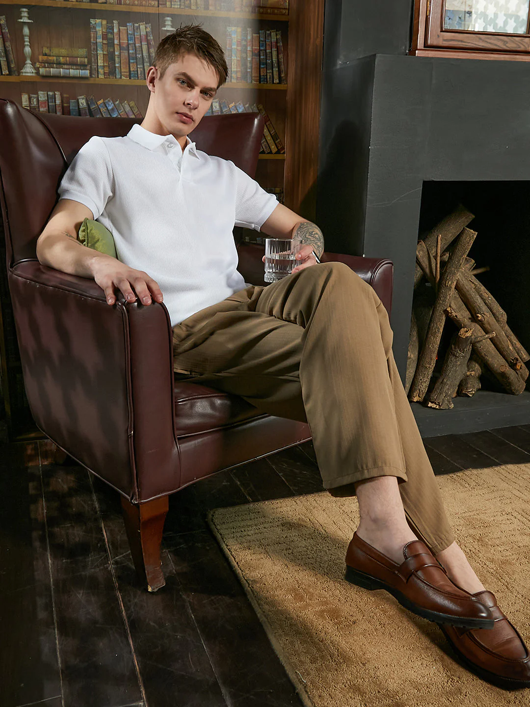 Solid Ribbed Polo T-Shirt - Image 6