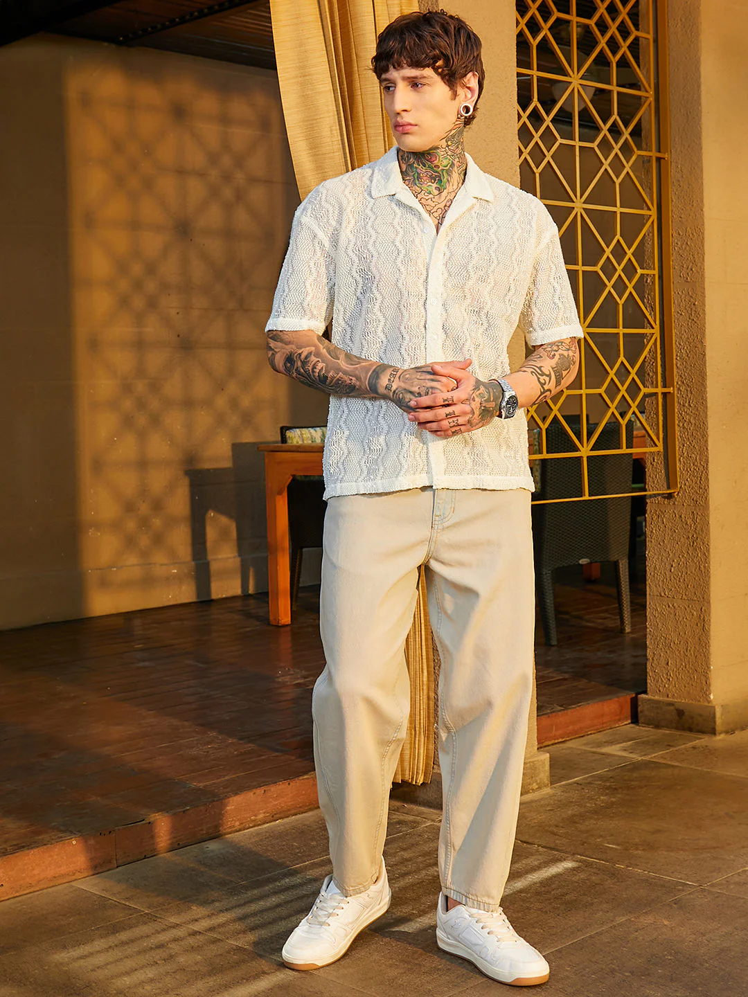 Swirl Open-Knit Resort Shirt - Image 5
