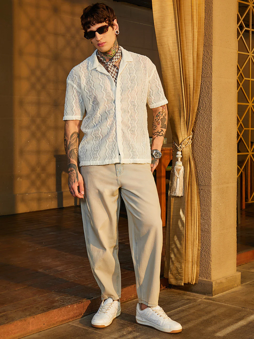 Swirl Open-Knit Resort Shirt - Image 6