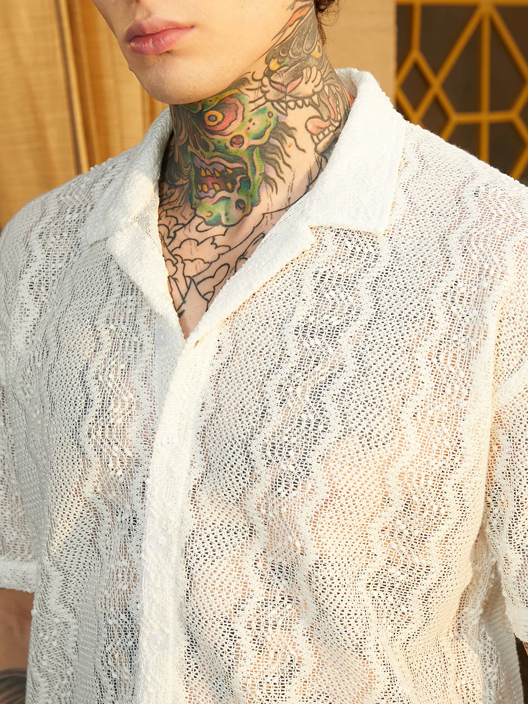 Swirl Open-Knit Resort Shirt - Image 7