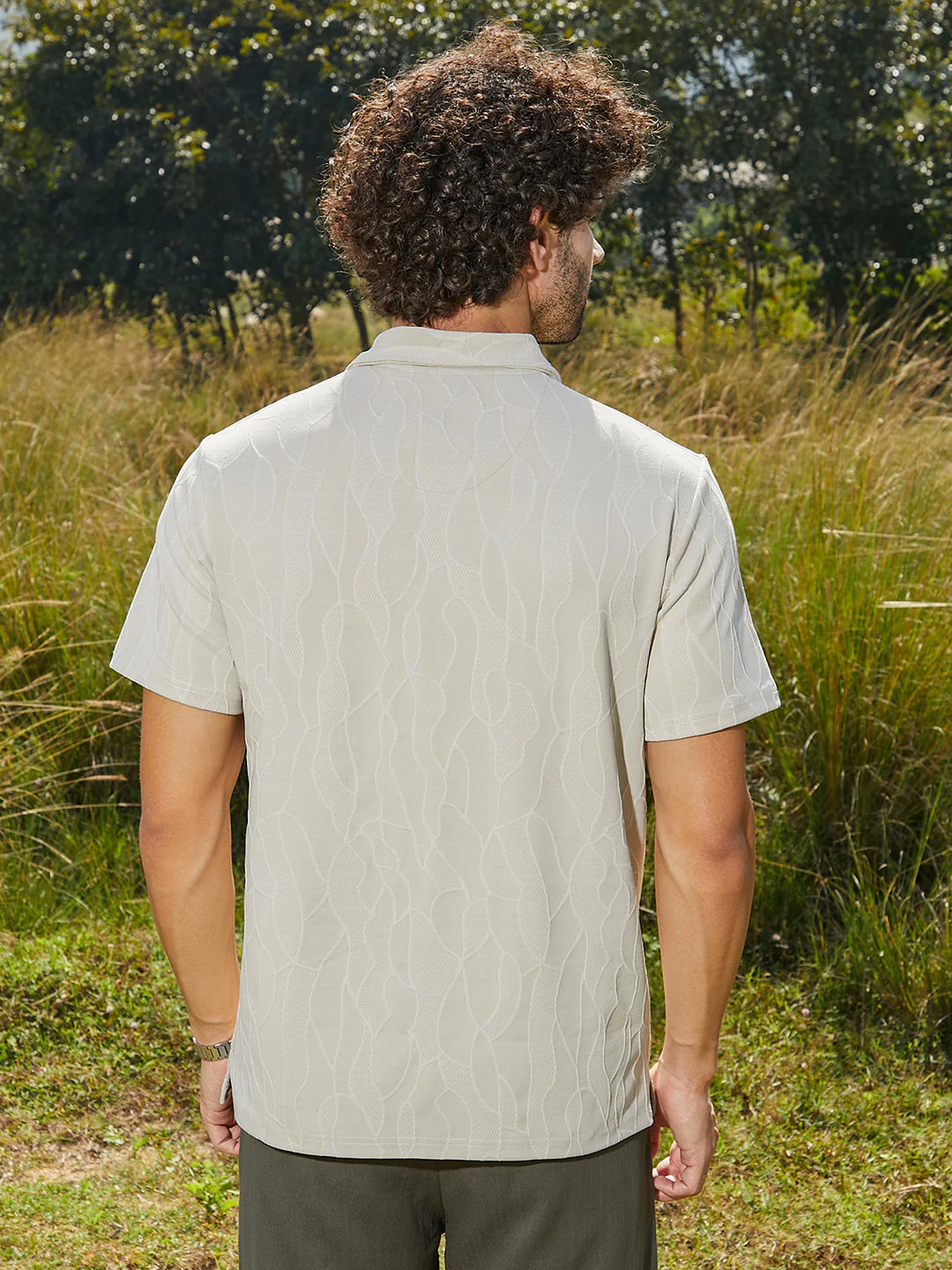 Veined-Tactile Polo T-Shirt - Image 4