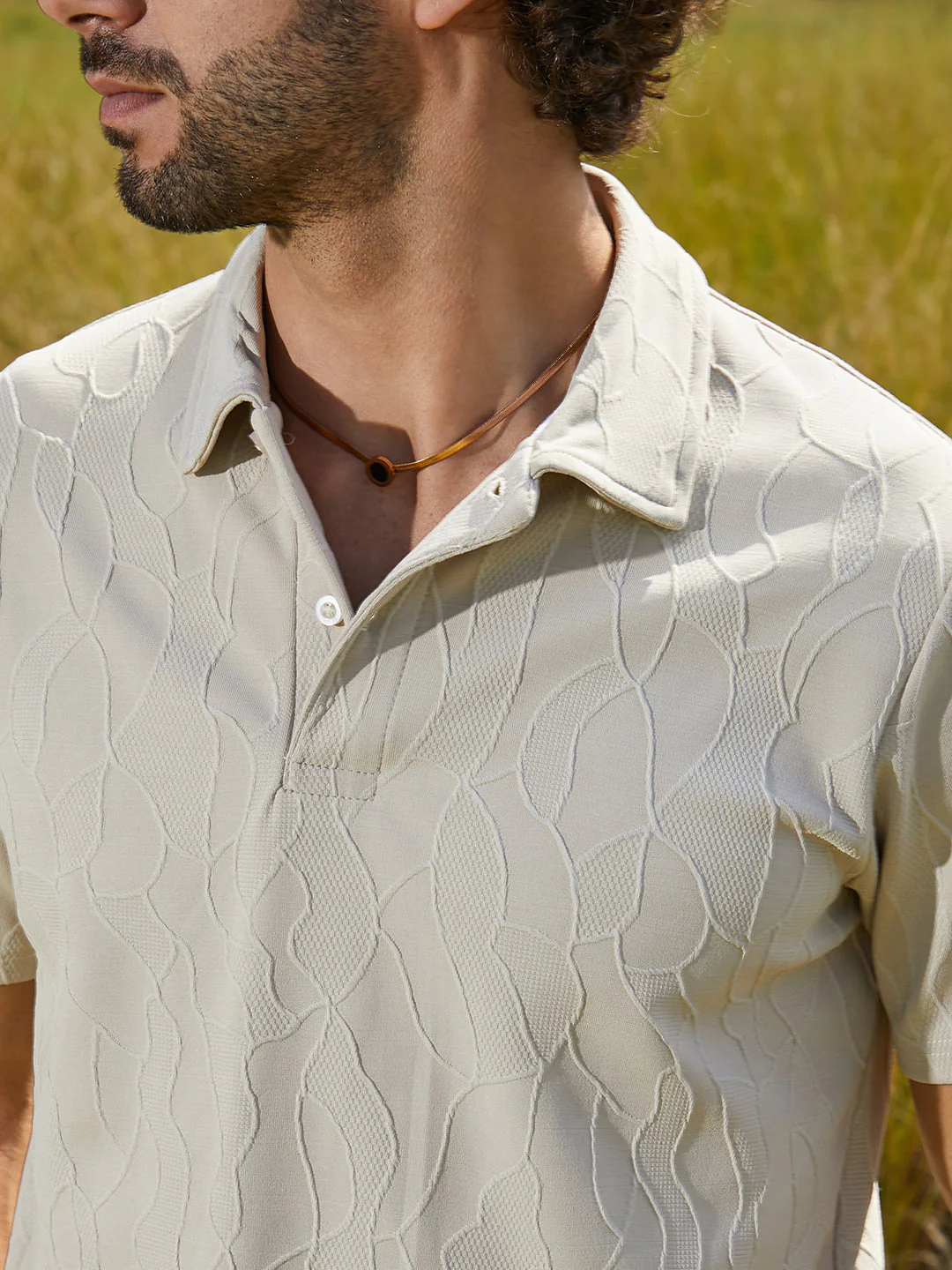 Veined-Tactile Polo T-Shirt - Image 7