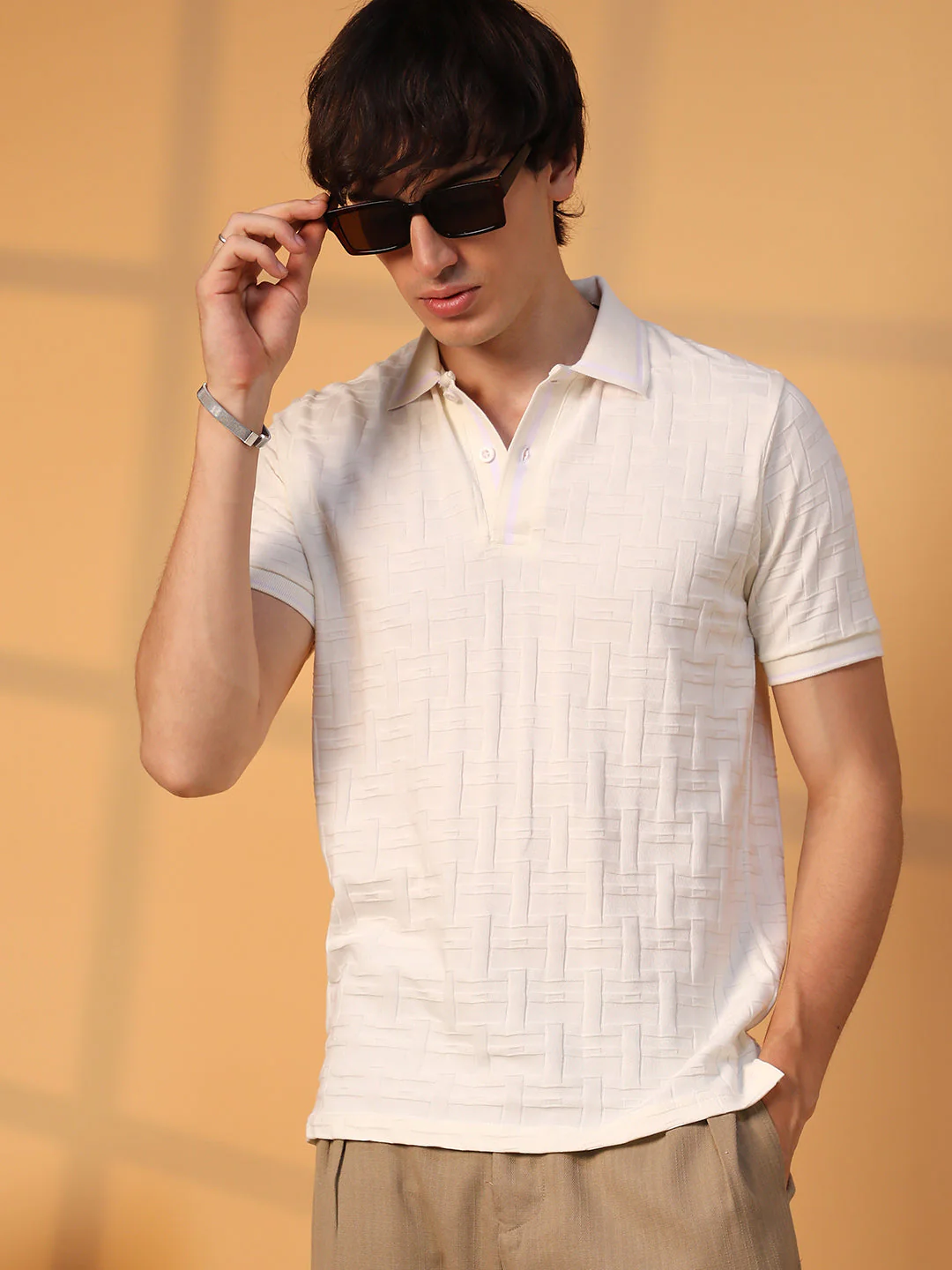 Weave-Textured Polo T-Shirt - Image 2