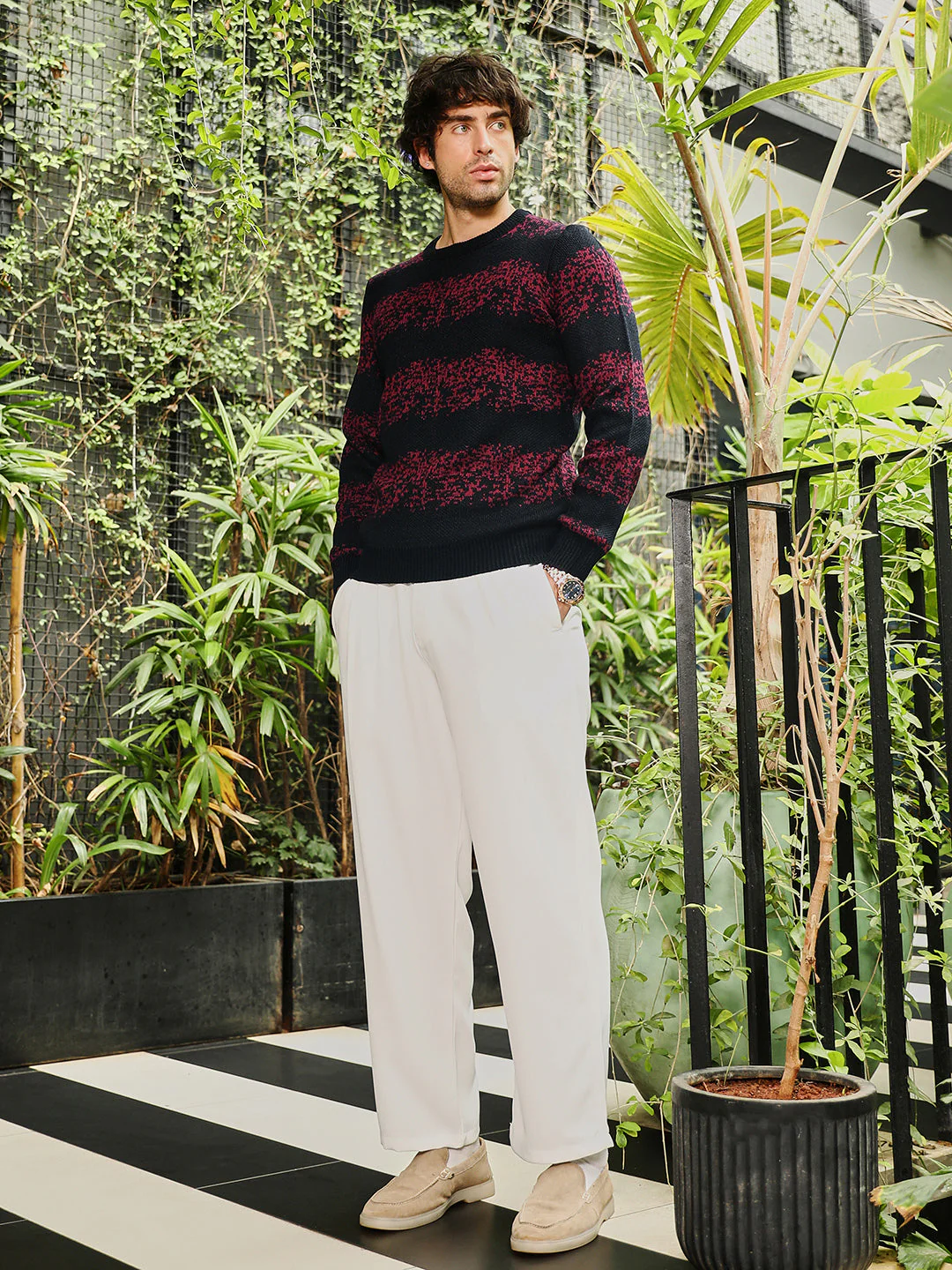 Ditsy-Panel Pullover Sweater - Image 5