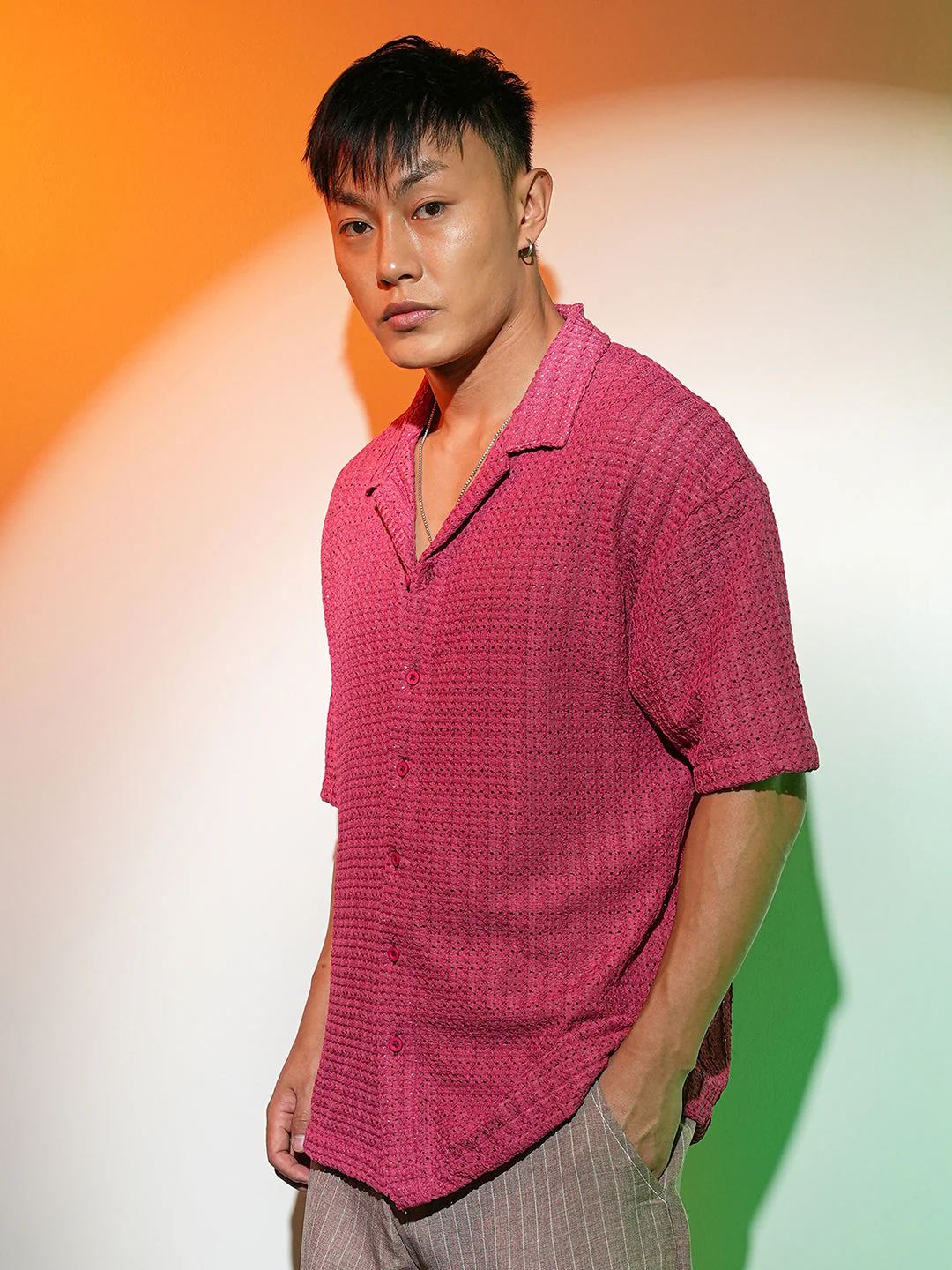 Hollow Knit Oversized Shirt - Image 3