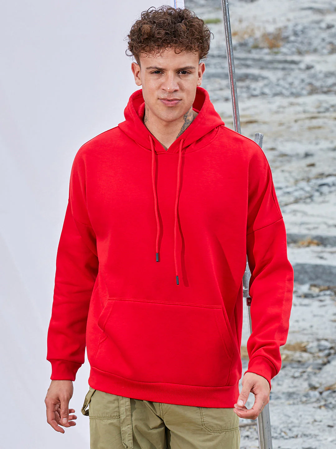 Oversized Basic Hoodie With Kangaroo Pocket - Image 2