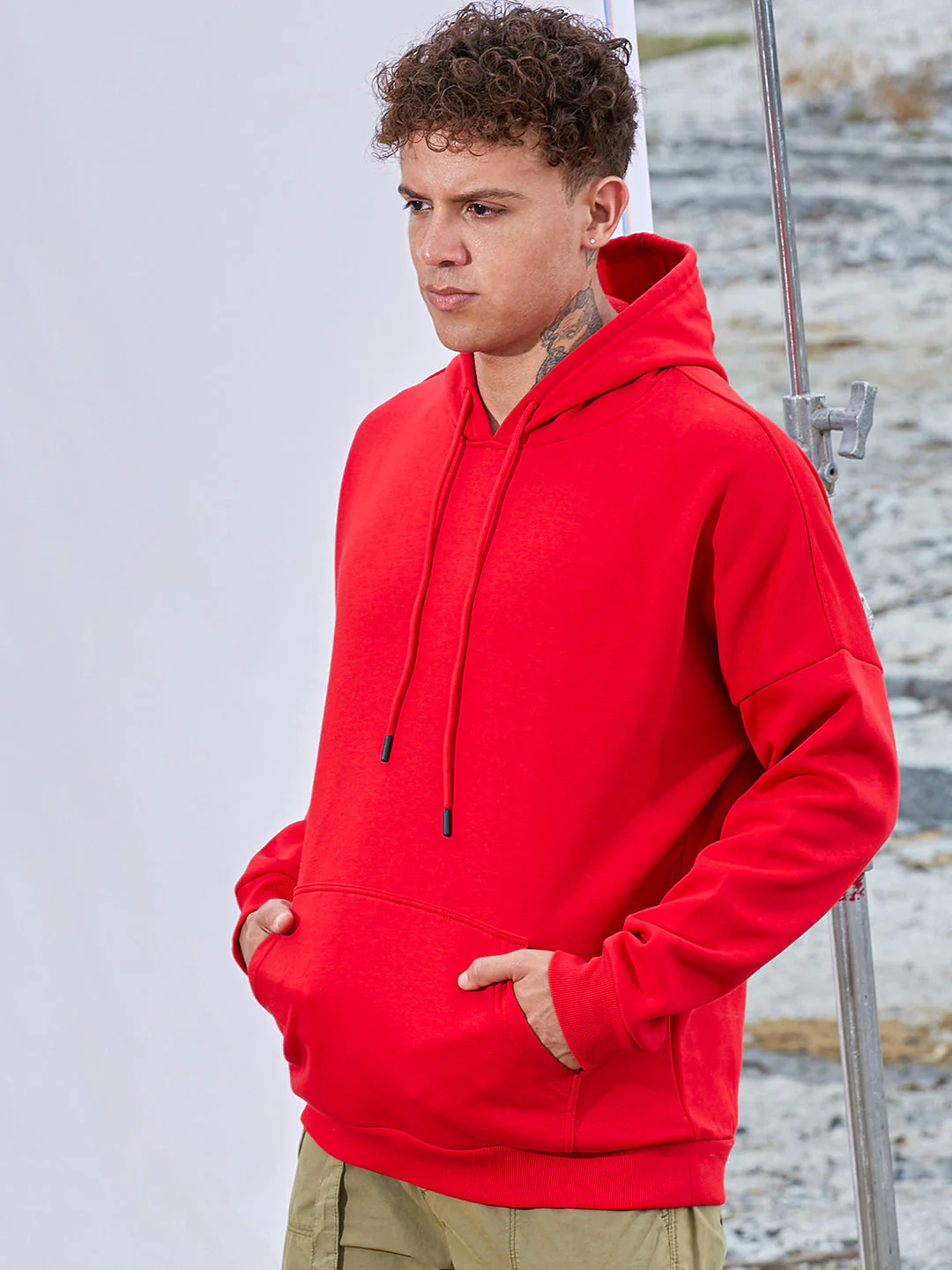 Oversized Basic Hoodie With Kangaroo Pocket - Image 3