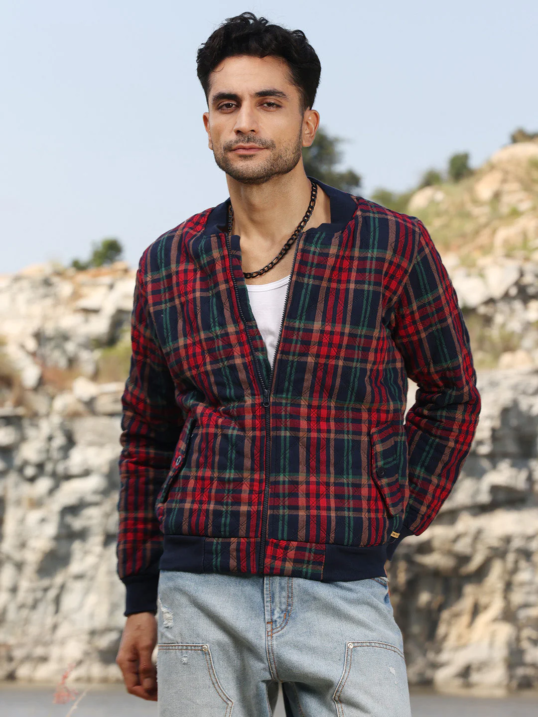 Tartan Plaid Bomber Jacket - Image 2