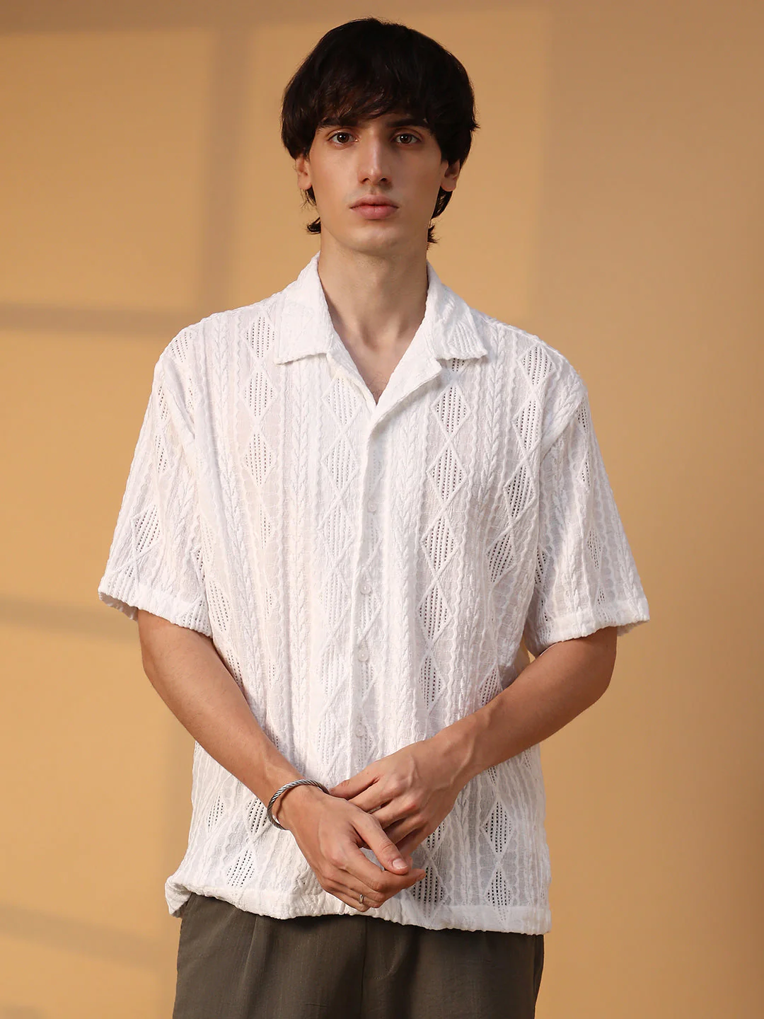 Argyle-Textured Oversized Shirt - Image 2
