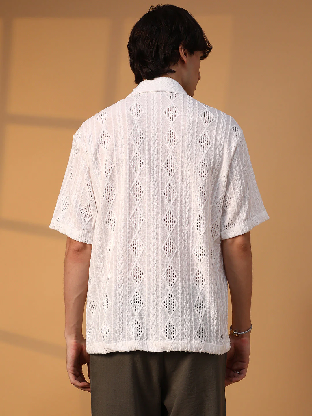 Argyle-Textured Oversized Shirt - Image 4