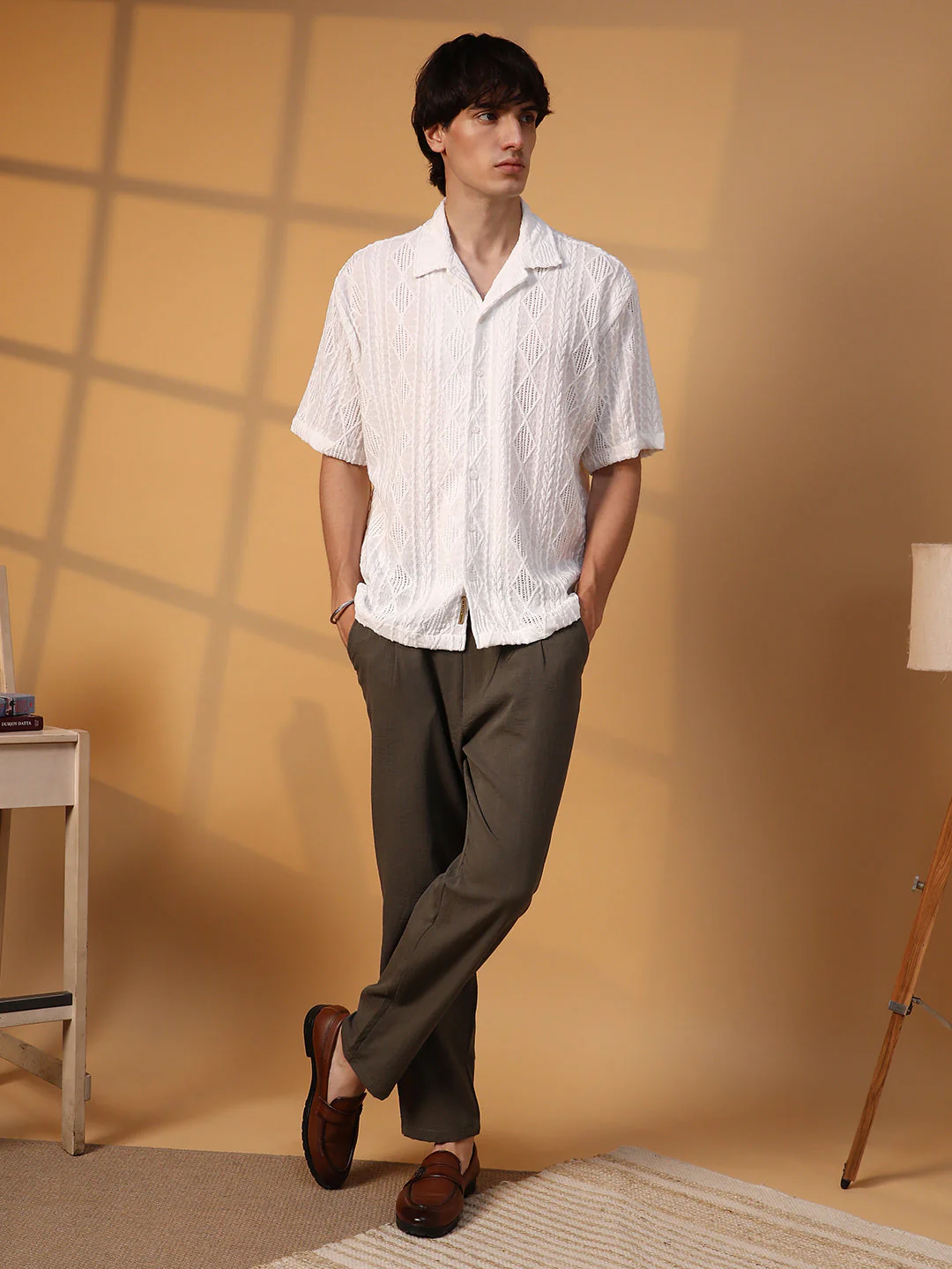 Argyle-Textured Oversized Shirt - Image 5