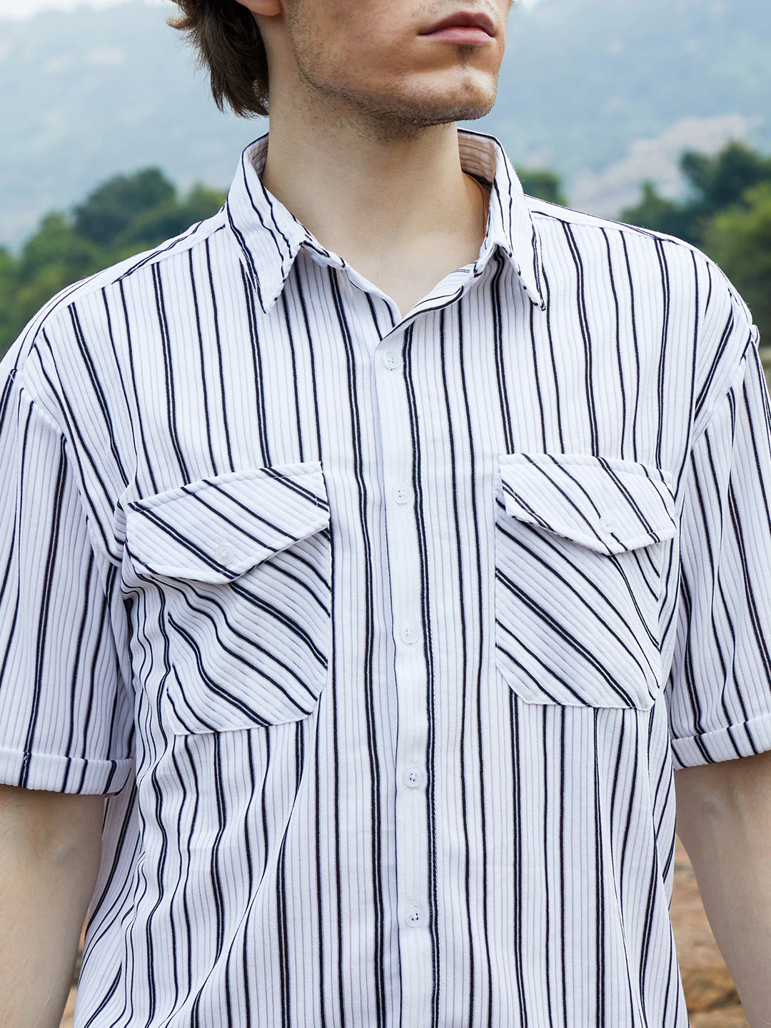 Halo-Striped Utility Shacket - Image 7