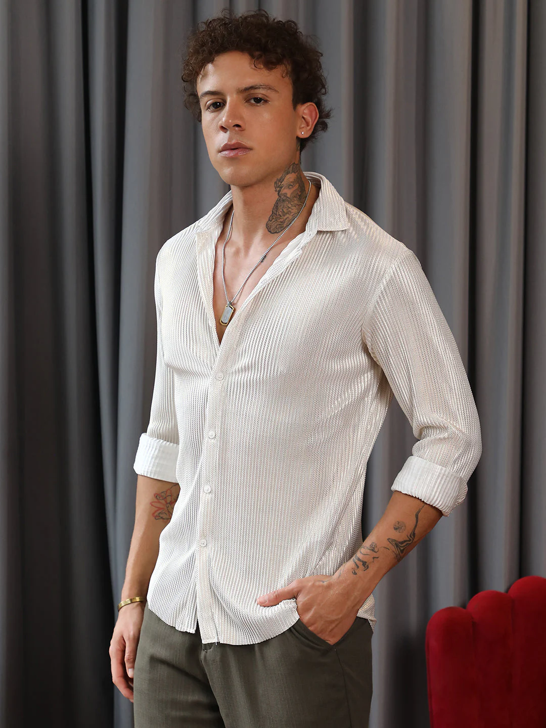 Metallic Pleated Shirt - Image 3