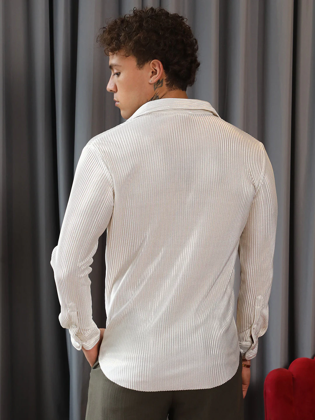 Metallic Pleated Shirt - Image 4