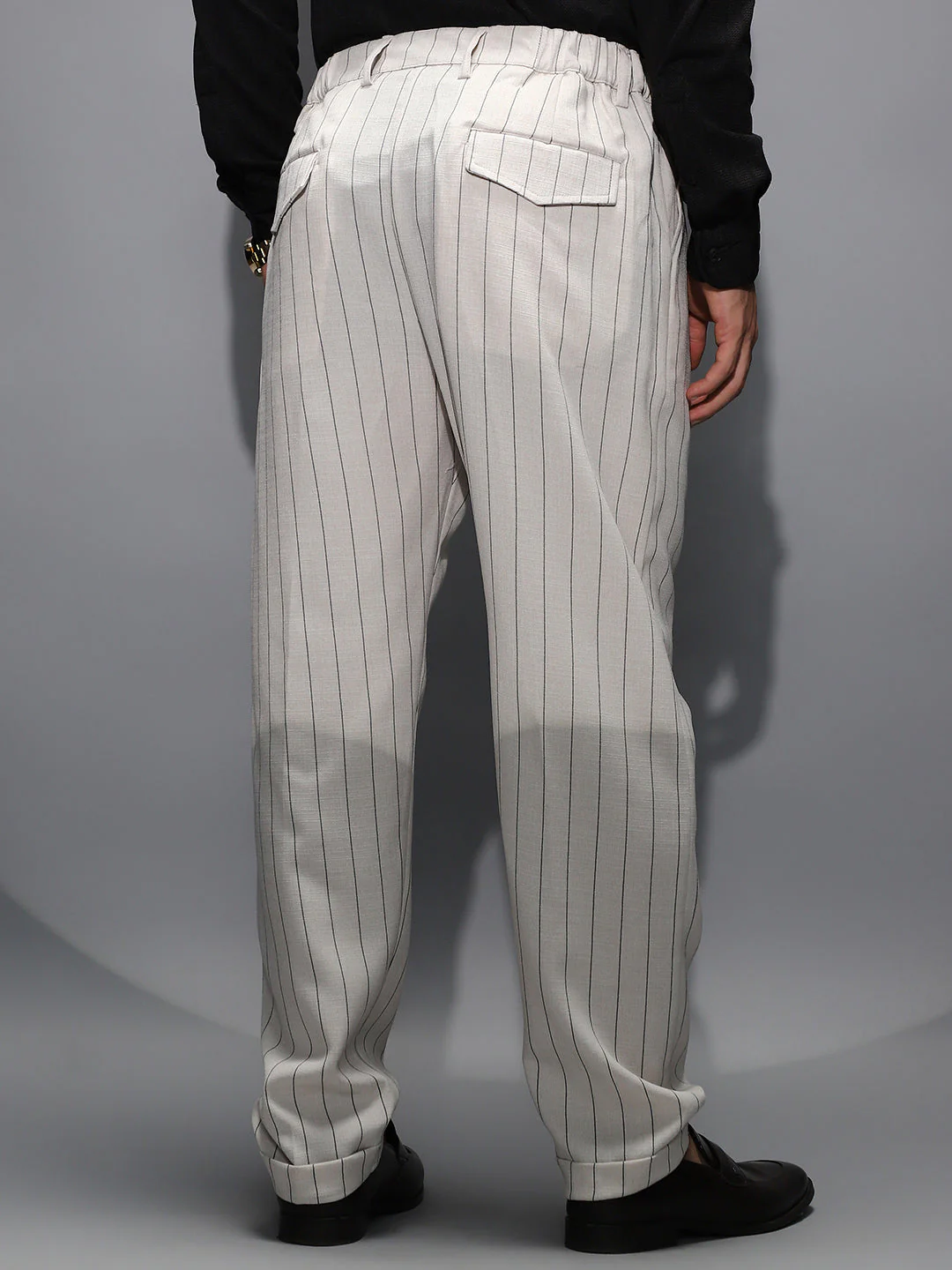 Lightweight - Pinstripe-Pleated Chino Trousers - Image 4