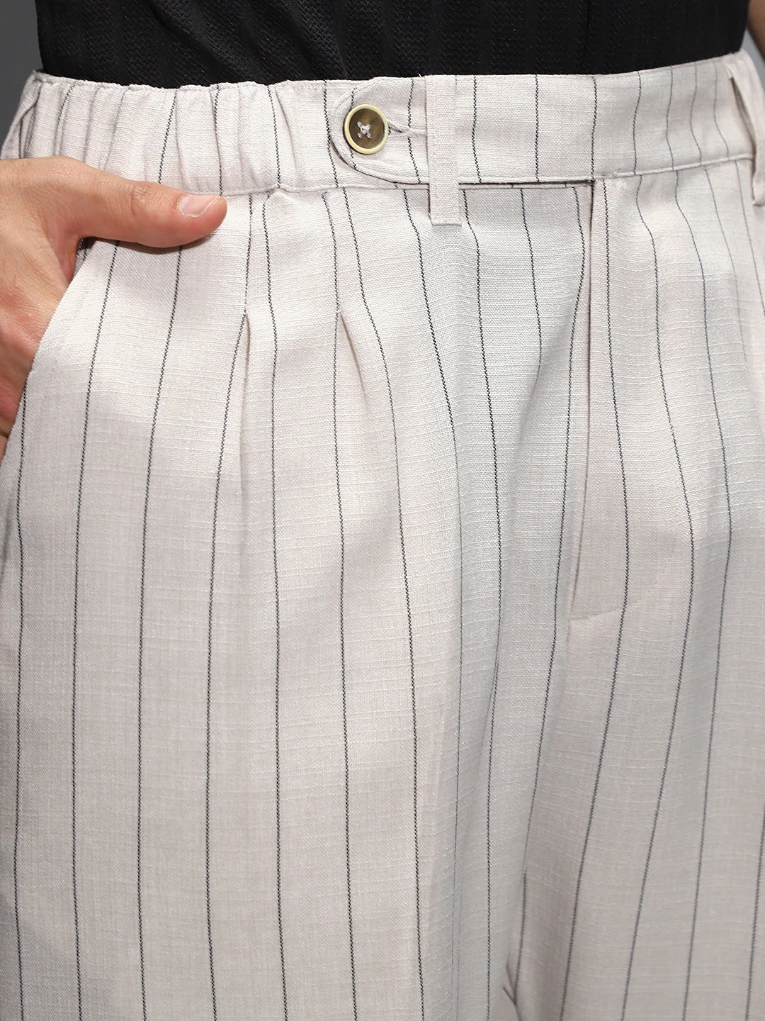 Lightweight - Pinstripe-Pleated Chino Trousers - Image 7