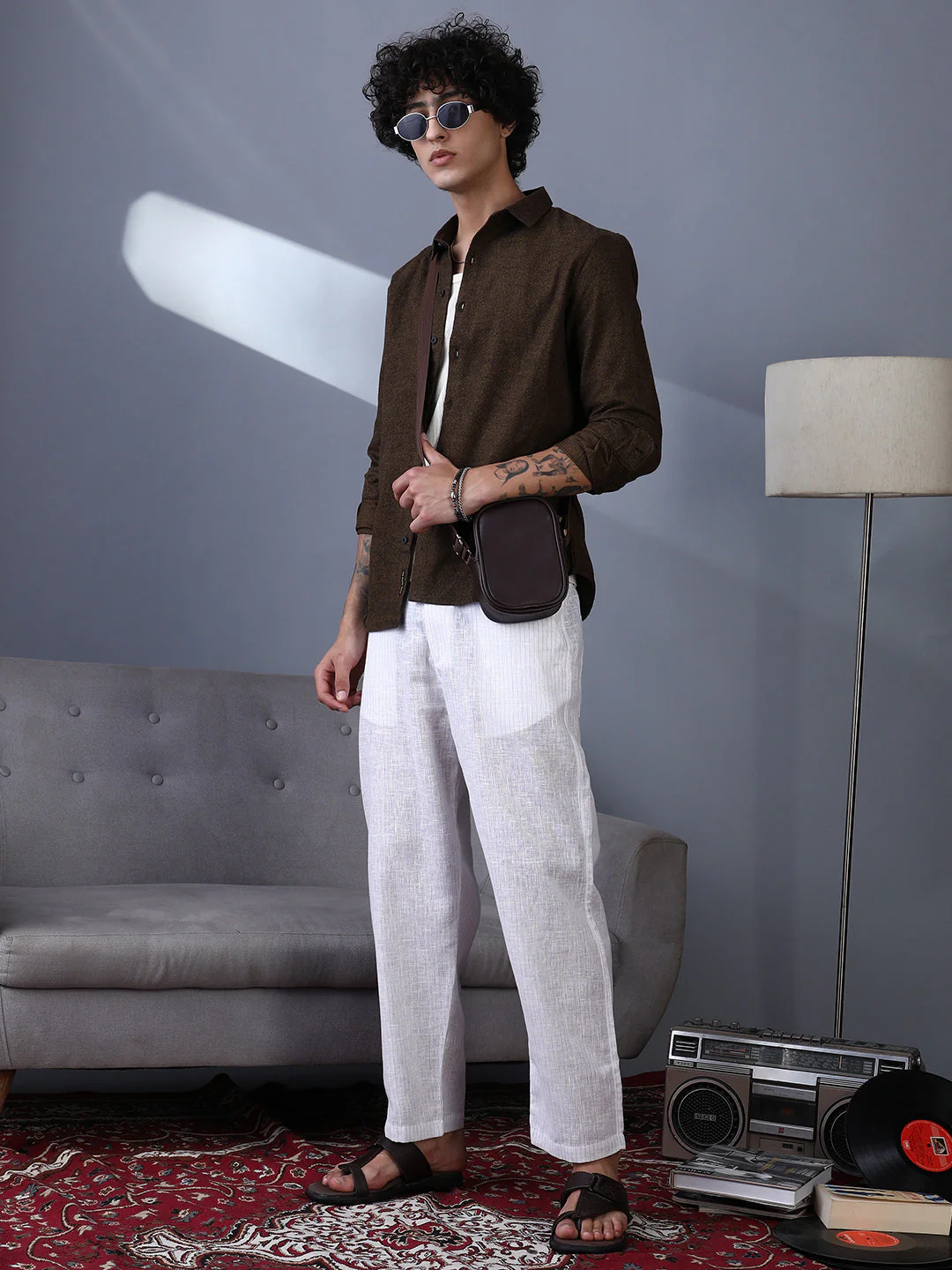 Lightweight - Pinstriped Casual Trousers - Image 6