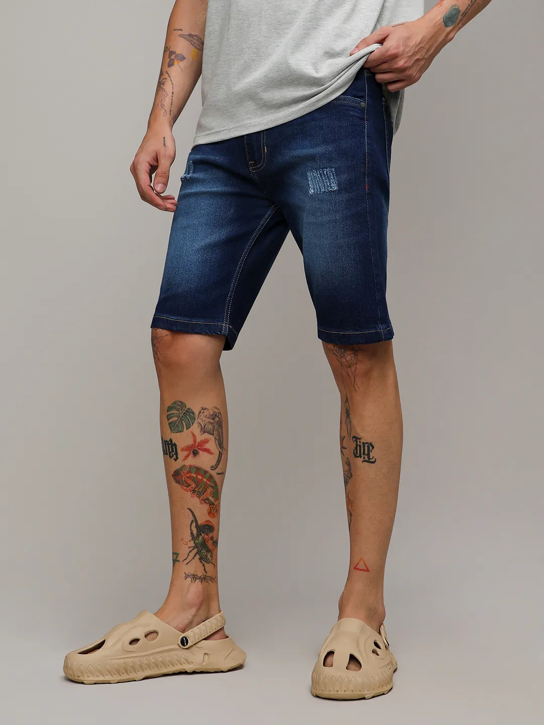 Minimal Distressed Denim Shorts - Image 3