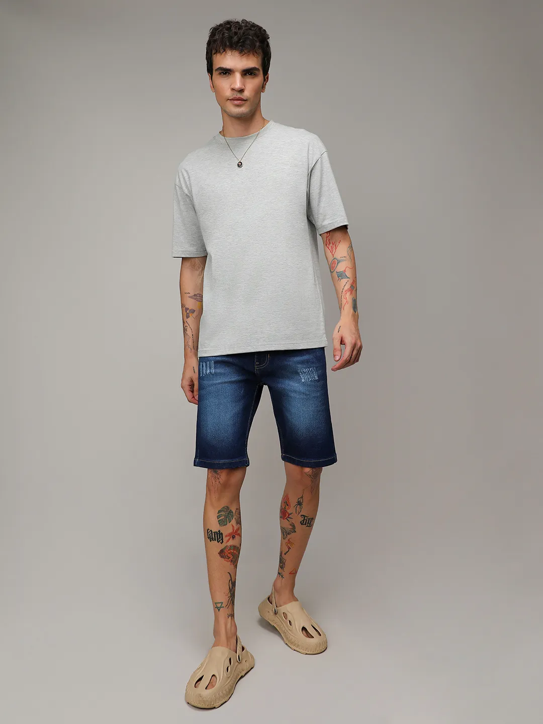 Minimal Distressed Denim Shorts - Image 5