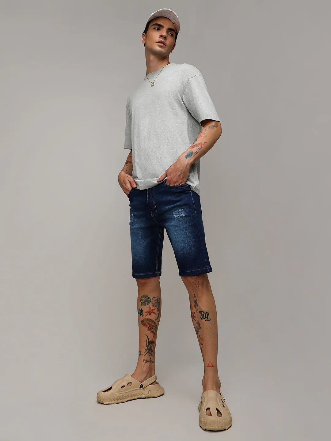 Minimal Distressed Denim Shorts - Image 6