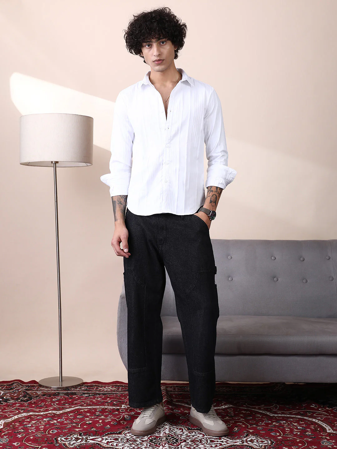 Patched Straight Denim Jeans - Image 5