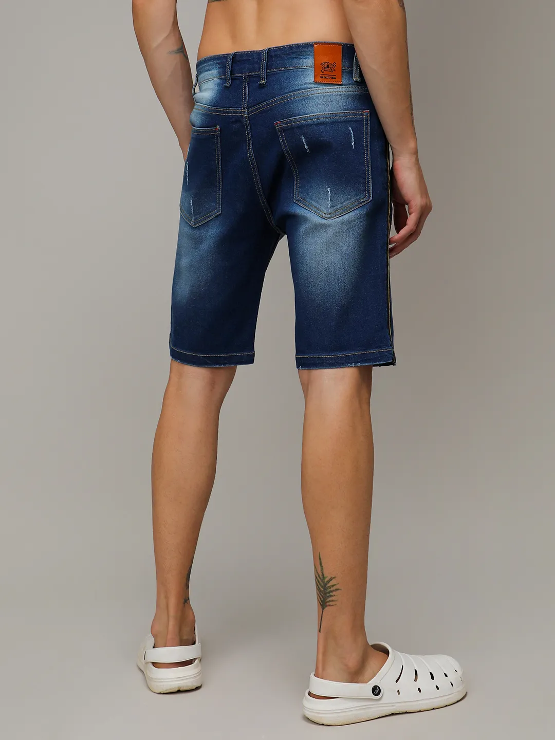Pencil Side-Striped Denim Shorts - Image 4