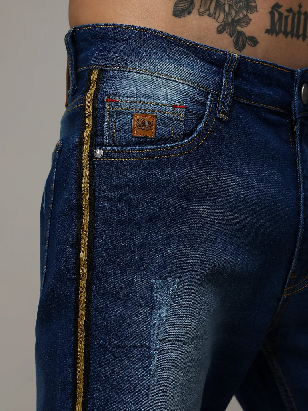 Pencil Side-Striped Denim Shorts - Image 7