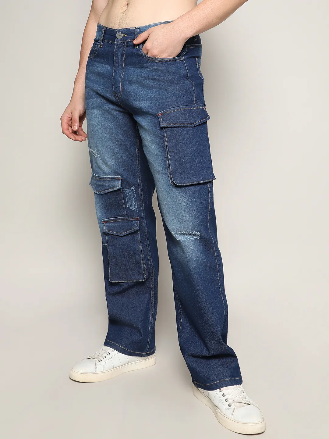 Utility Cargo Denim Jeans - Image 3
