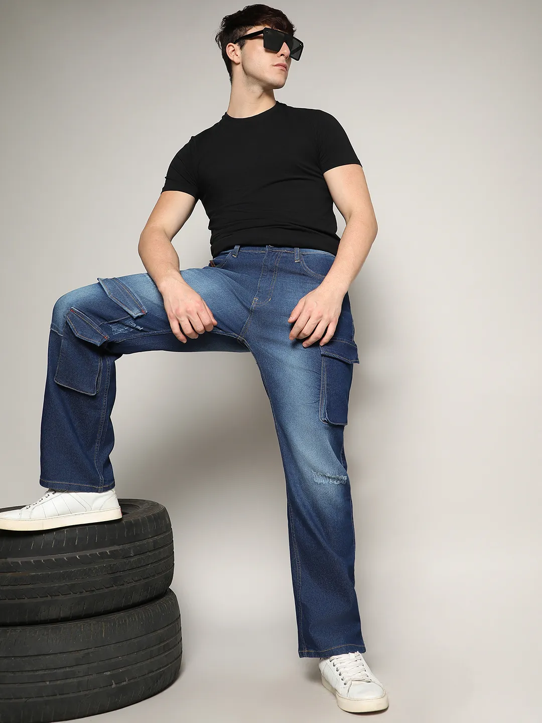 Utility Cargo Denim Jeans - Image 6