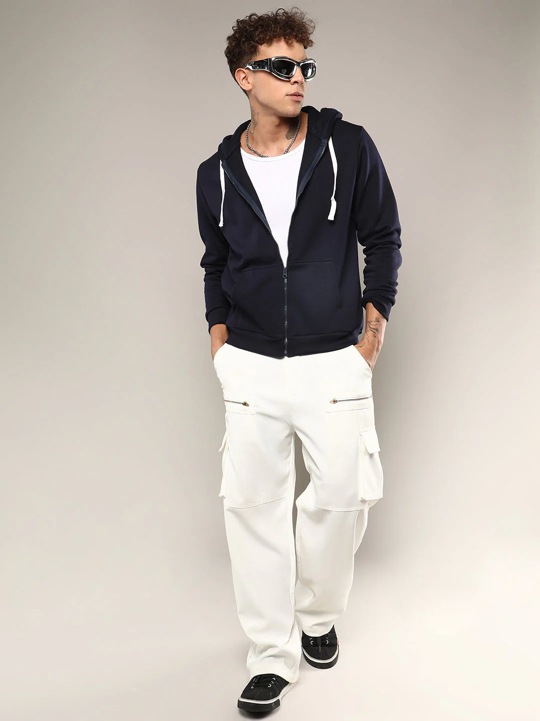 Zip-Front Hoodie With Contrast Drawstring - Image 6