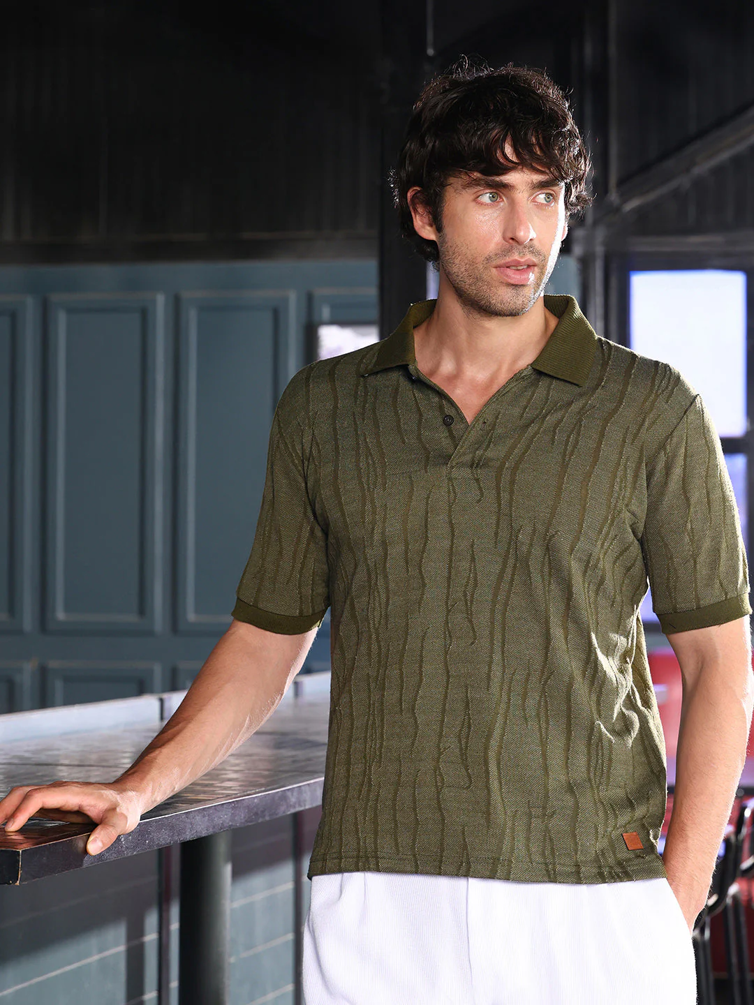 Crevice-Jacquard Polo T-Shirt - Image 2