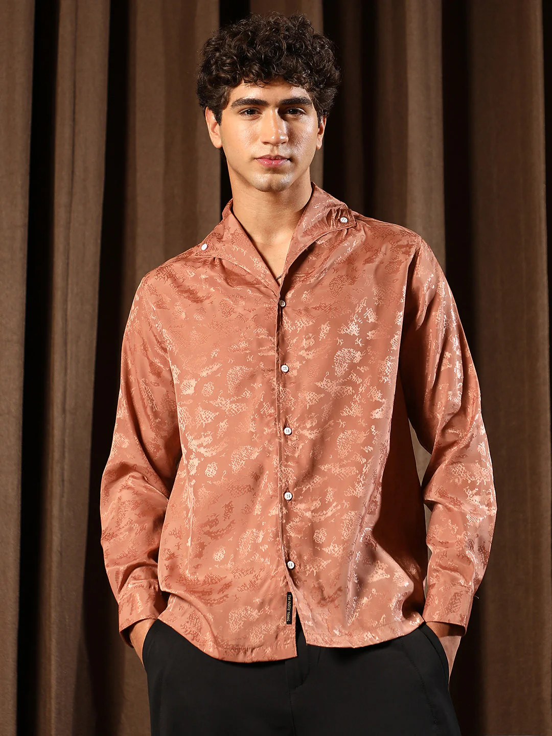 Flake-Jacquard Satin Shirt - Image 2