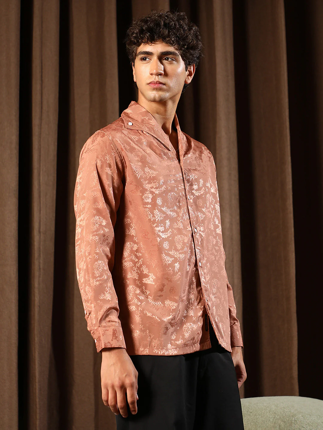 Flake-Jacquard Satin Shirt - Image 3