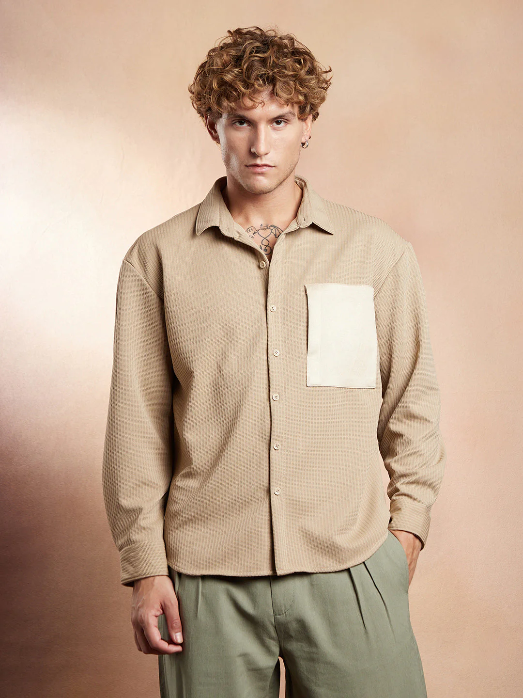 Block-Patch Oversized Shirt - Image 2