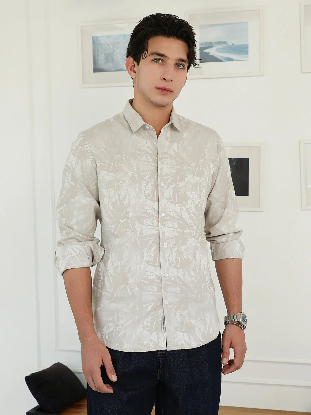Faded Foliage-Jacquard Shirt - Image 2