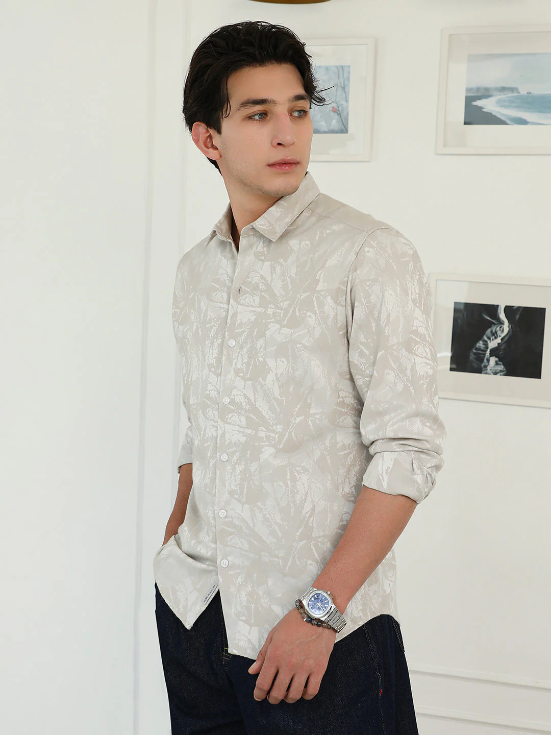 Faded Foliage-Jacquard Shirt - Image 3