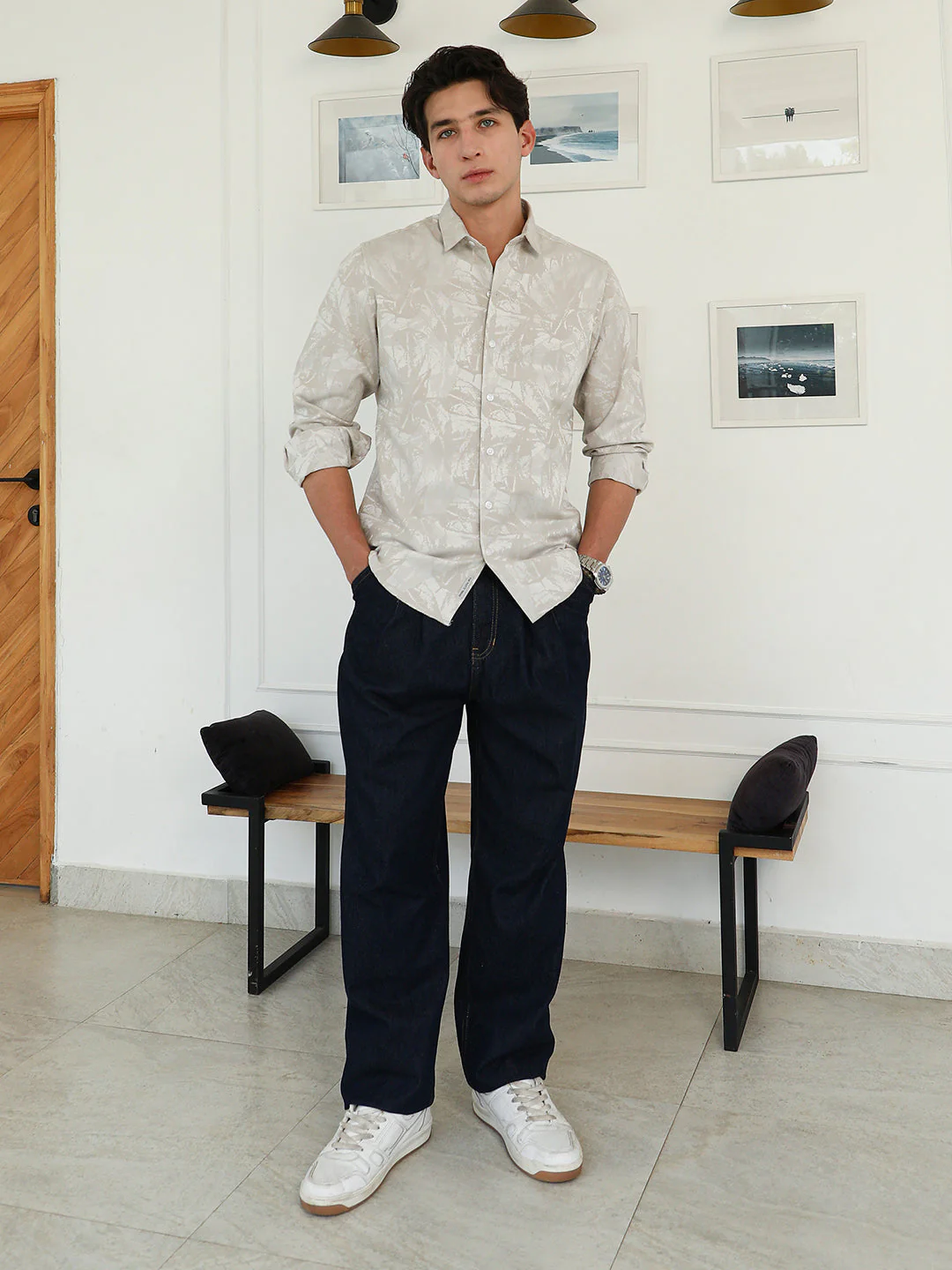Faded Foliage-Jacquard Shirt - Image 5