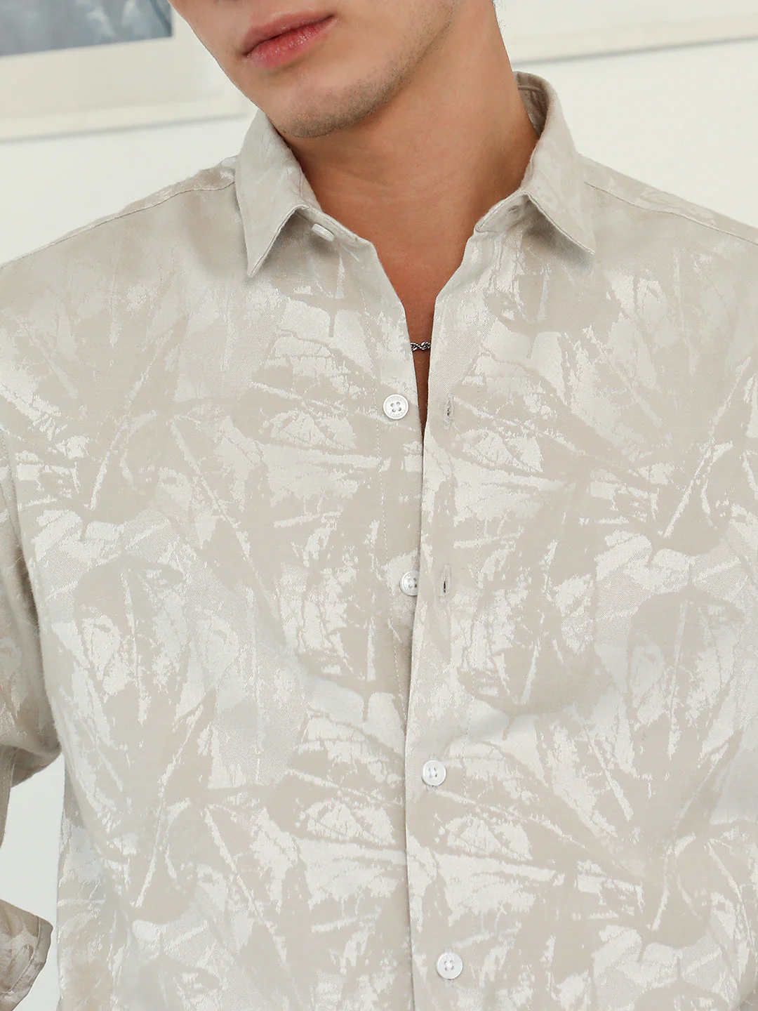Faded Foliage-Jacquard Shirt - Image 7