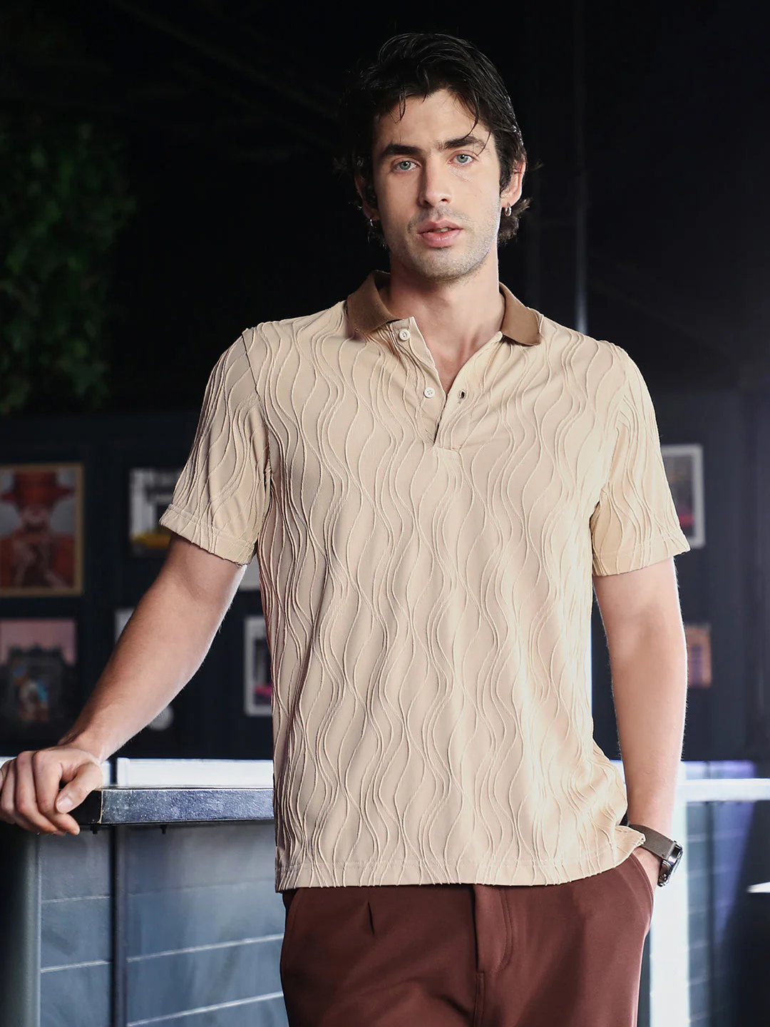 Swirl-Jacquard Polo T-Shirt - Image 2