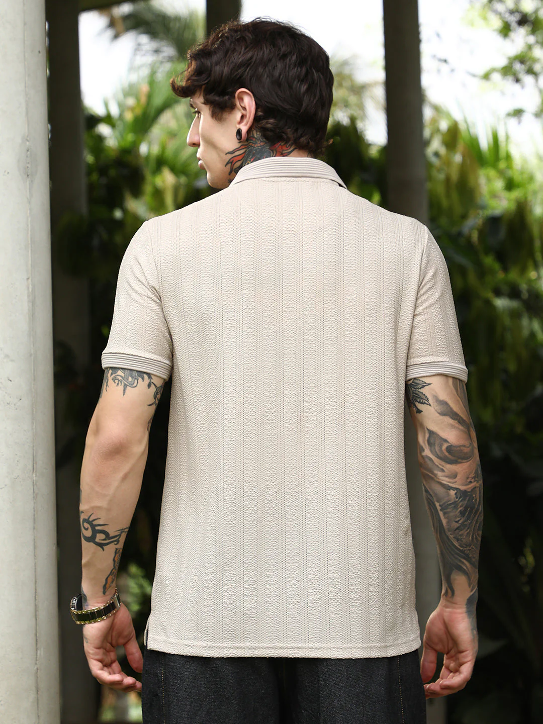 Texture-Lined Polo T-Shirt - Image 4