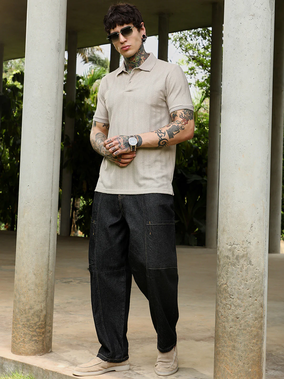 Texture-Lined Polo T-Shirt - Image 6