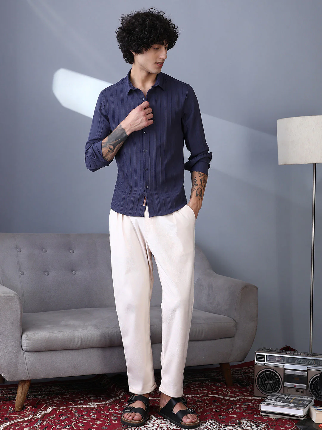 Cuffed Pleated Tailored Trousers - Image 5